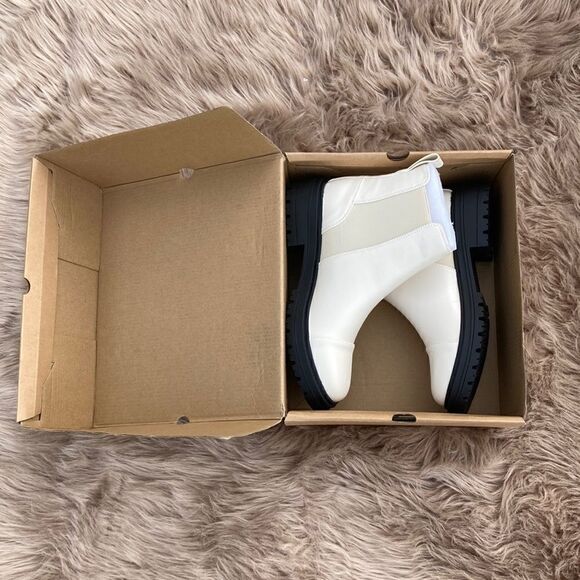 ZBY Lug Sole Ankle Boots Pull on Chunky Chelsea Combat Platform - Picture 2 of 11